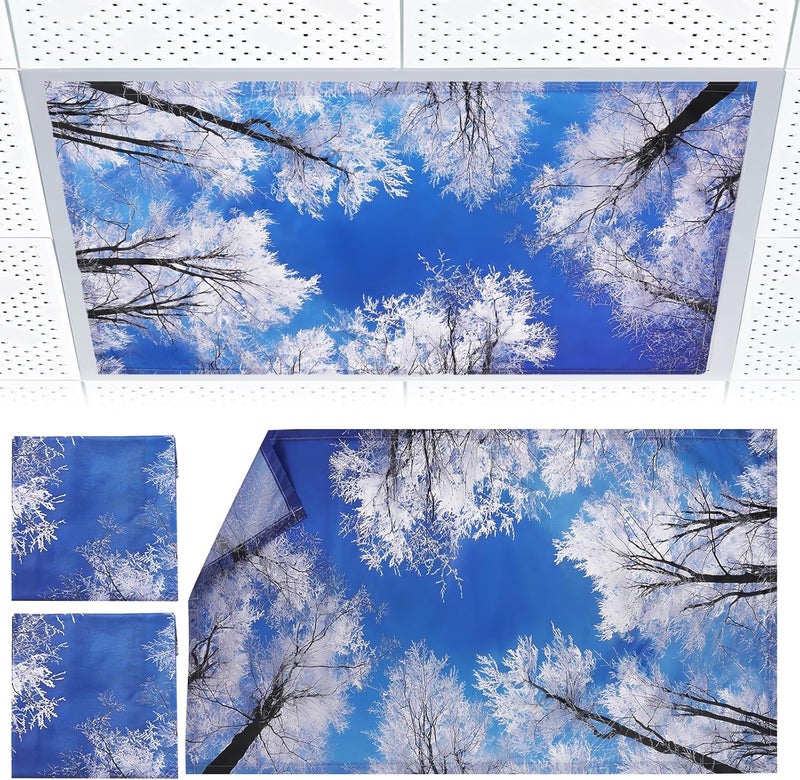 Torixqi 2pcs Fluorescent Light Covers - Light Covers for Ceiling Lights Classroom, Magnetic Light Filters for Office, Hospitals, Home 4 x 2 Feet (winter) - Image 1